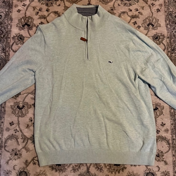 Mint Green Vineyard Vines Quarter Zip Sweater - Picture 1 of 3